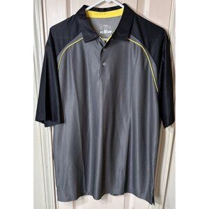 NWT PGA Tour Golf Athletic Mens Lg Gray Color block Mesh Short Sleeve Polo Shirt